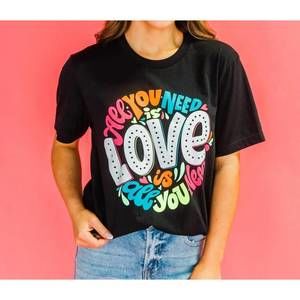 NEW SPIRIT TO A TEE all you need is love tee in black
